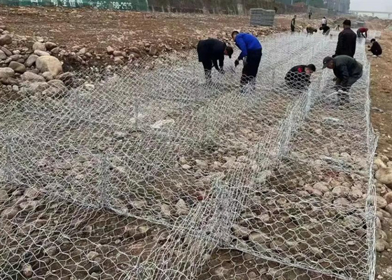 Cesto in gabione rivestito in polvere / galvanizzato per il controllo dell'acqua 1*1*2m