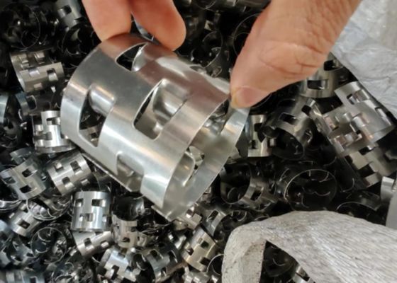 SS316 Pall Ring Metal Random Packing per torri di lavaggio del gas 50*50*0,5 mm